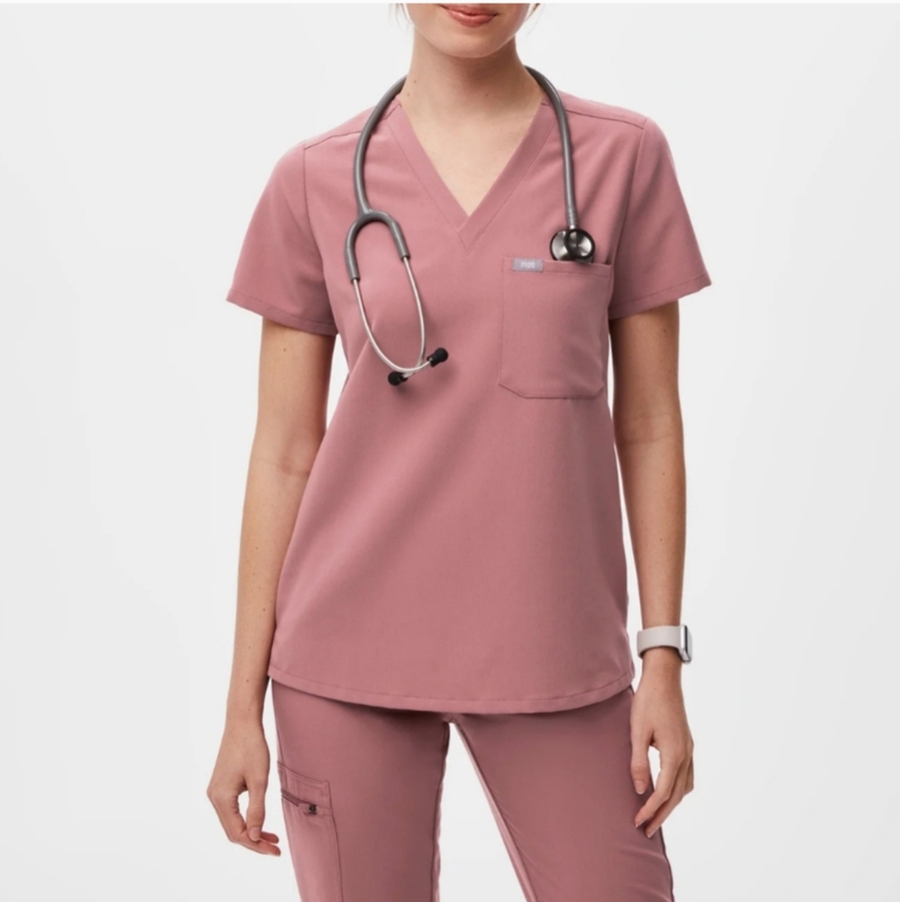 Figs Catarina scrub top mauve XS